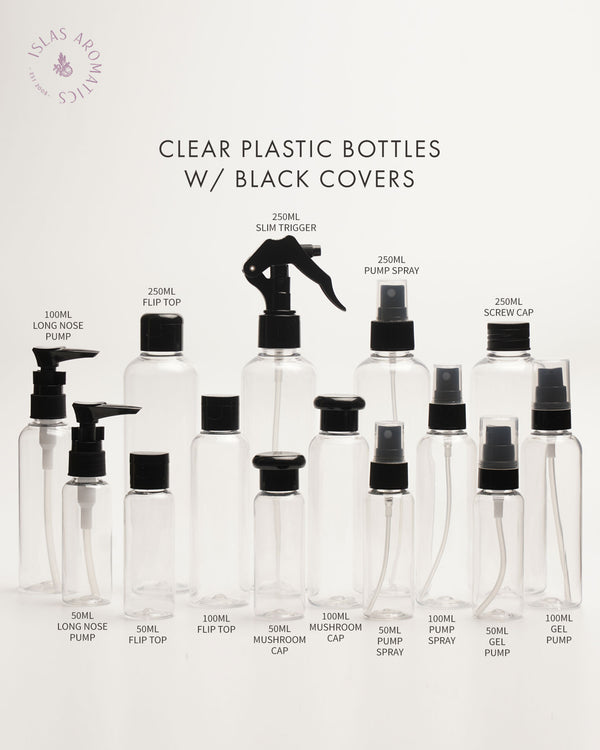 Clear Bottles w/ Black Covers