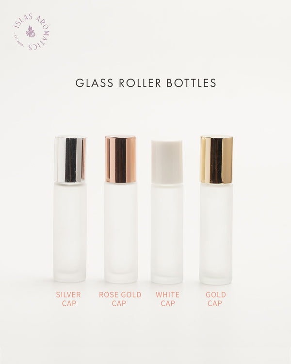 Frosted Glass Roller Bottle w/ Silver Cap