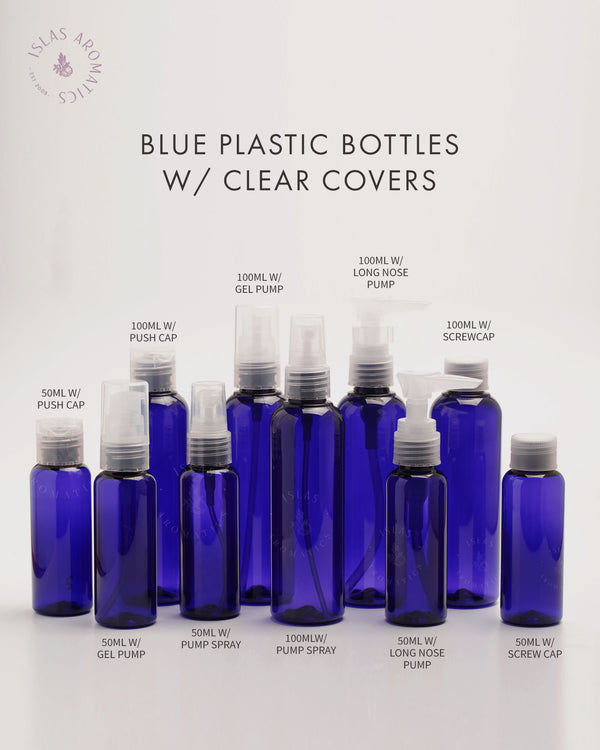 Blue Bottles w/ Clear Covers
